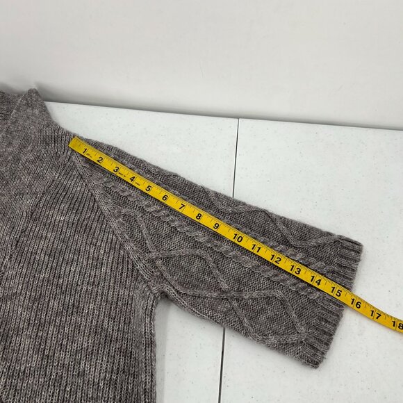 Chico's Cropped‎ Cardigan 0 (US 4/6 S) Wool Mohair Cable Knit Gray Taupe - Picture 7 of 12